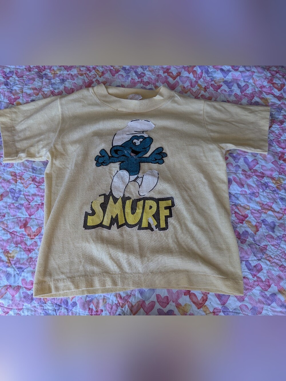 Vintage Smurf Graphic Kids T-Shirt - Yellow Small